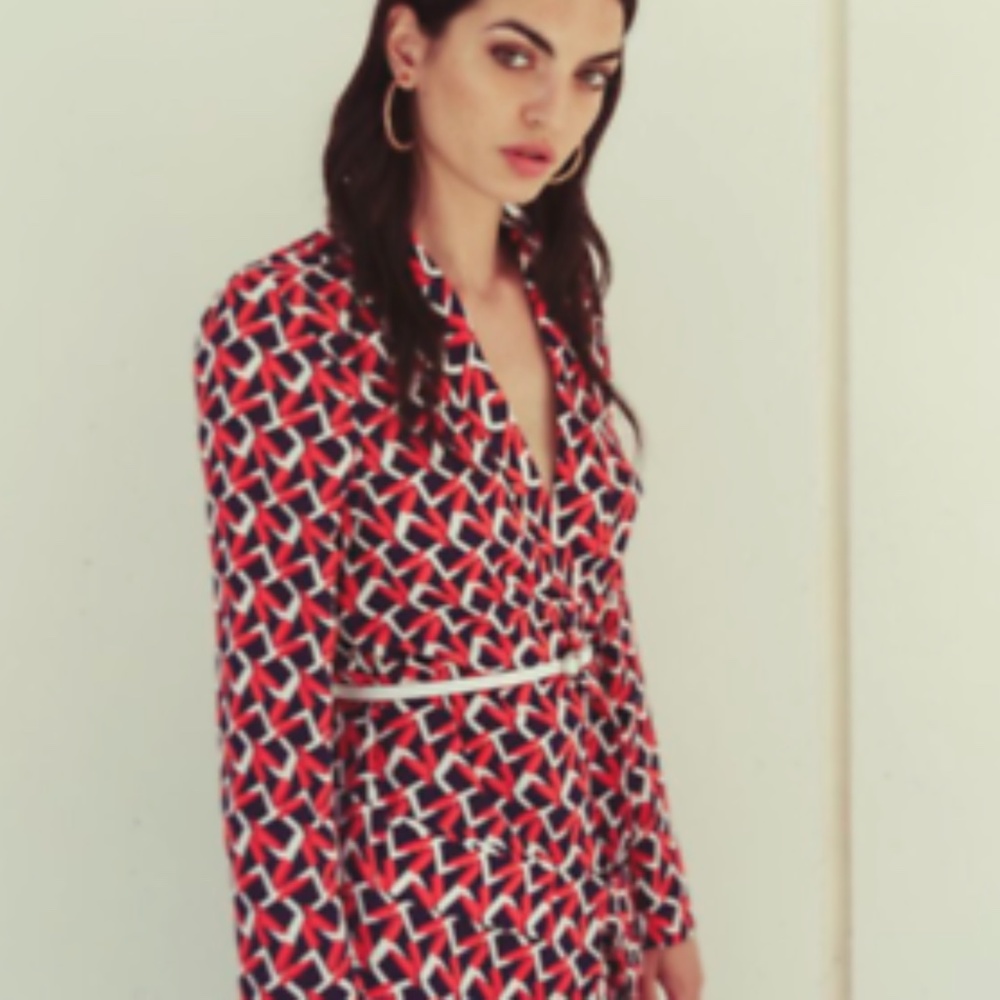 NWT Anonyme Lined Navy Red White 3/4 Sleeve Diana Spike Dress Size 4